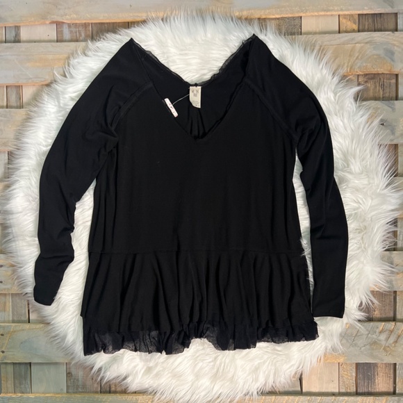 Rare! [We The Free ✵ People] Long Black Swing Tee + Tunic Top | Oversized Medium - Picture 3 of 15